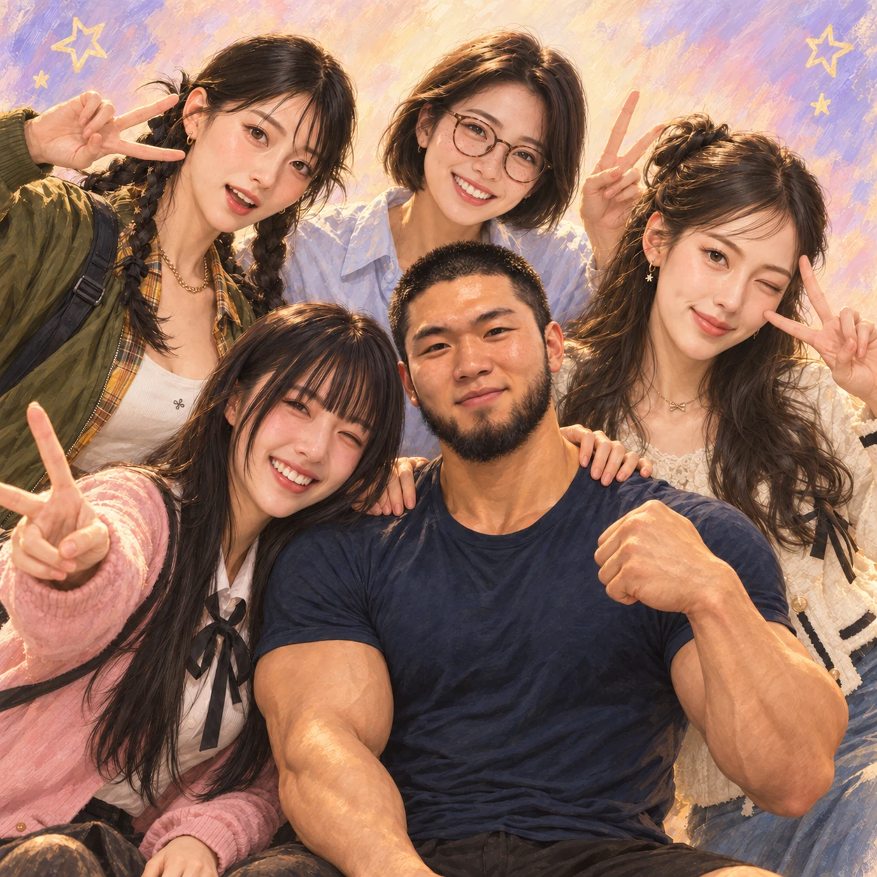 주인공과 네 친구의 기념사진
